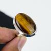 Кольцо из натурального тигрового глаза, регулируемое, из стерлингового серебра 925 пробы — подходит для размеров США от 6 до 11 — украшения ручной работы в стиле бохо для женщин и мужчин, праздничные наряды в подарок