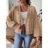 Women's Short Fall/winter Beaded Casual Loose Unbuttoned Sweater
