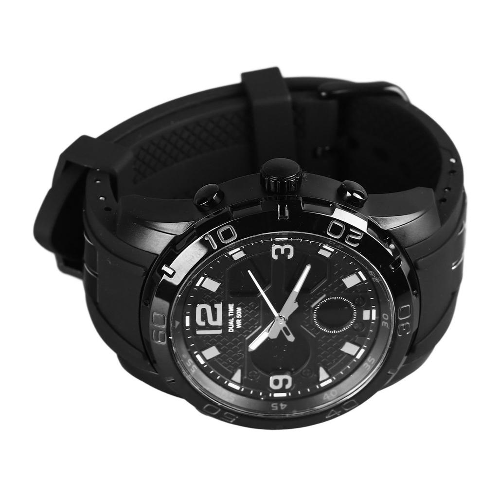 Men Digital Sports Watch Dual Dial Dual Time Display 50m Waterproof Multifunction Electronic Watch for Outdoor Use Black