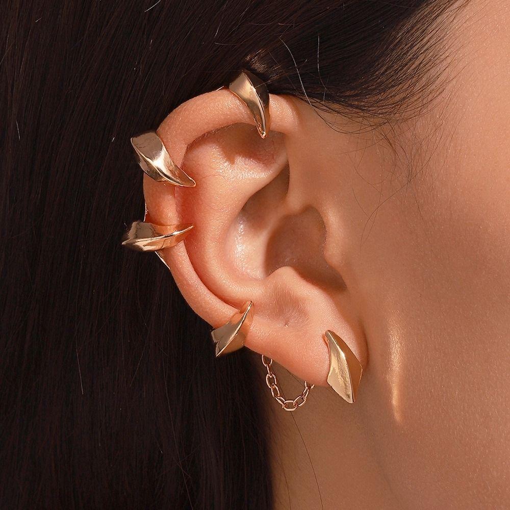 Hip Hop Gothic Punk  Earrings Exaggerated Eardrop Trendy Cyberpunk Ear Clip  Women Men