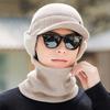 Men's Winter Big Head Circumference Elastic Thick Knitted Hat Scarf Two-Piece Set for Middle-Aged and Elderly Grandpa Hat
