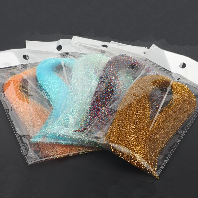 3Bundles 5g Flashabou Holographic Tinsel Fly Fishing Tying Crystal Flash String Jig Hook Lure Making Fishing Material