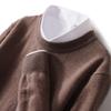 Men's 100% Wool Casual Crew Neck Sweater - Loose Fit, Solid Color, Knitted Cashmere Base for Autumn/Winter.