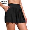 Women's 3" High Waisted Swim Shorts with Pockets Flowy Borad Shorts Tummy Control Athletic Bathing Suit Bottoms