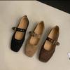 Autumn New Retro One-word with Square Head Mary Jane Shoes Fairy Flat Bottom Shallow Mouth Single Shoes Grandma Shoes