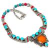 Natural Tibetan Turquoise, Coral Gemstone Handmade Jewelry Necklace 18" j6G60