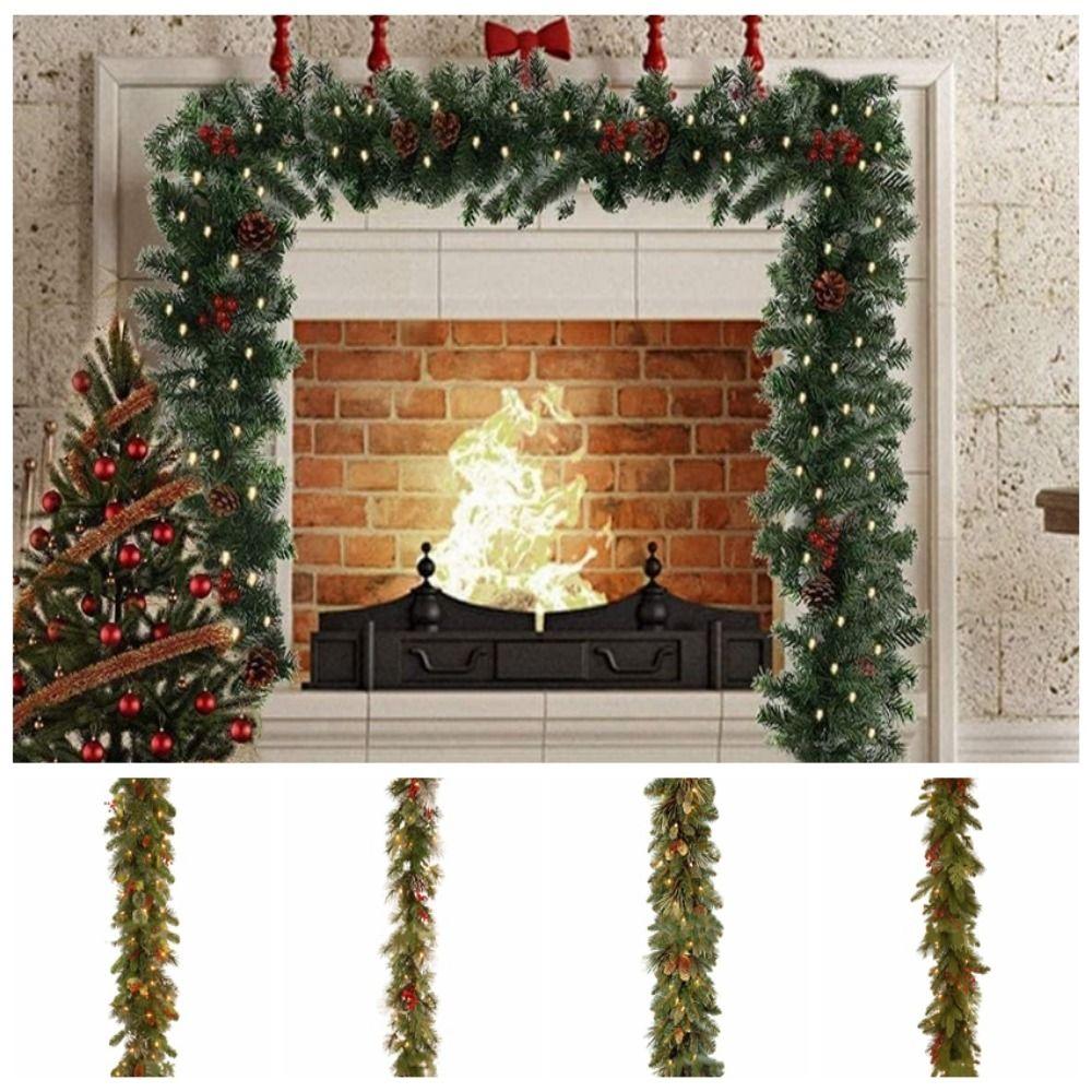 180cm/6 Feet Christmas Garland Green Led String Lights Artificial Rattan Outdoor Decor