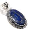 Natural Lapis Lazuli Gemstone 925 Sterling Silver Jewelry Pendant 2.44" V5i69