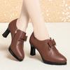Women's Fashion Retro Single Shoes Platform Pumps  Comfortable 2024 Black Soft Leather  Ladies Office Model High Heels Elegant