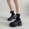 Chain Platform Mary Janes Women  Heart-Shaped Buckle Punk Gothic Shoes Woman Patent Leather Thick High Heels Lolita Shoes