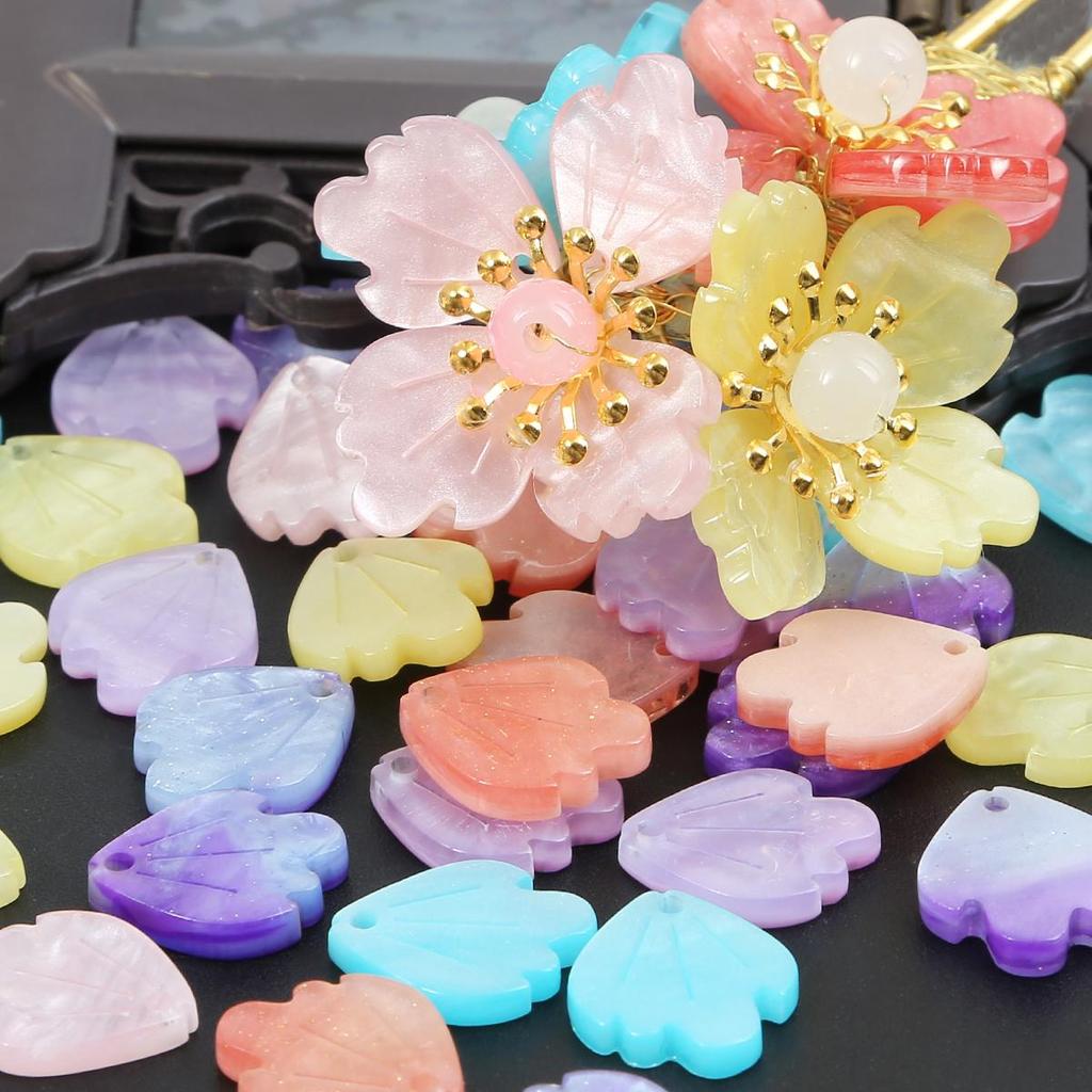 10pcs Acrylic Imitation Shell Peony Petals Pendant Charm For Jewelry Making Antique Accessories