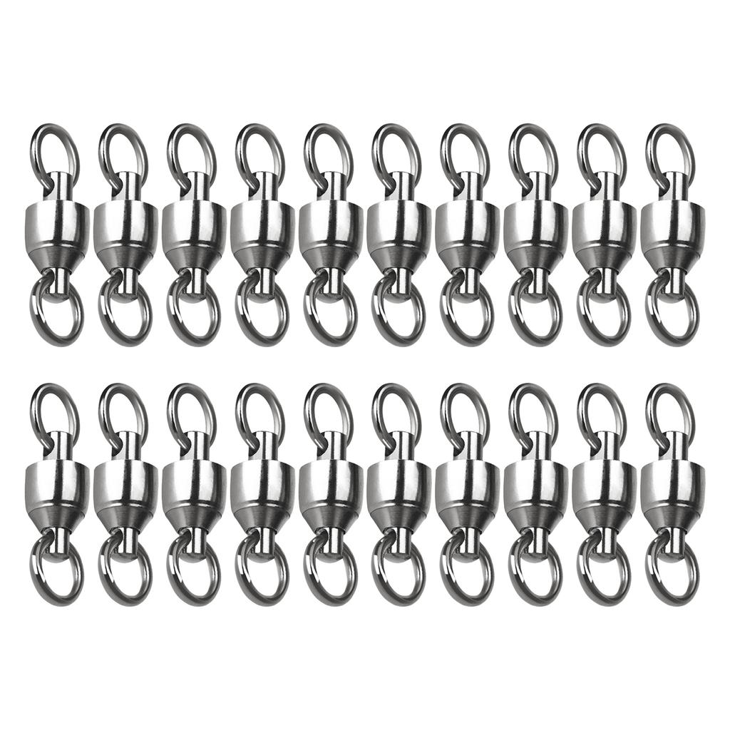 20Pcs Bearing Fishing Swivel Stainless Rolling Swivels Barrel Swivel Line Connector Heavy Duty Fishing Tackle Accessory