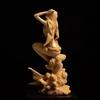 Natural Solid Wood Mermaid Figure Statue, Fantasy Figures Hand-Carved Lovely Home Room Office Decoration Statue 5.89 In