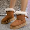 Fashion Snow Boots Women's Winter Velvet and Thickened Warm Cotton Shoes 2025 New Platform Non-slip Mid-barrel Snow Cotton
