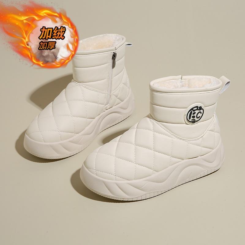 CRLAYDK Winter New Boots for Women Ankle Outdoor Fur Lined Snow Shoes Platform Leather Waterproof Walking Ladies Booties