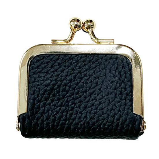Ladies Mini Coin Purse Genuine Leather Wallet Solid Color Kiss Lock Change Pouch Small Storage Bag for Jewelry Keys