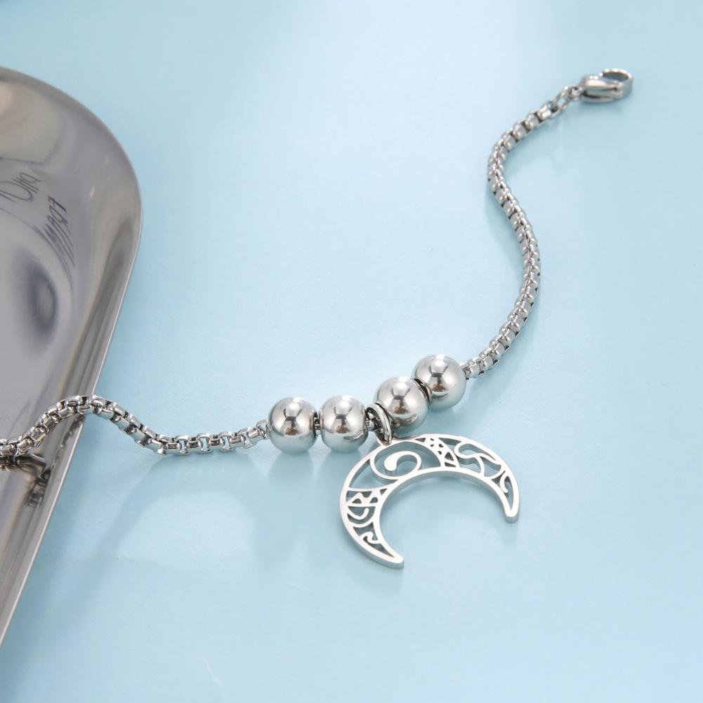 Stainless Steel Cuff Bracelet Women Silver Color Bangle Bracelets Jewelry Wiccan/Pagan Necklaces and Bracelets with Moon Phase