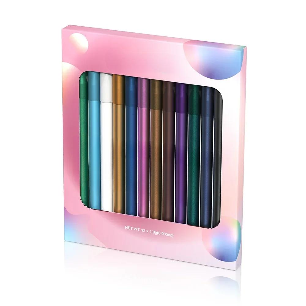 12 Colors Pearlescent Lasting Eye Liner Pencil Colourful Pigment Waterproof Eyeliner Makeup Eye Cosmetics Eyeliner Pencil