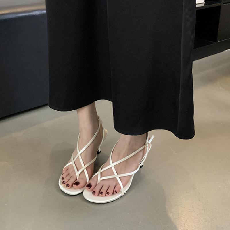 Женские сандалии с защипнутым носком и перекрестными ремешками на высоком каблуке, модная повседневная универсальная летняя обувь для ночного клуба и вечеринки
