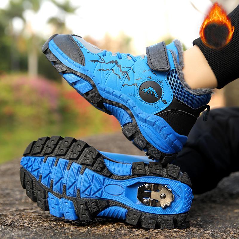 30-40 Children's Winter Large Fashion Outdoor Velcro with Velvet Warm Sports Shoes Cotton Shoes Snow Boots