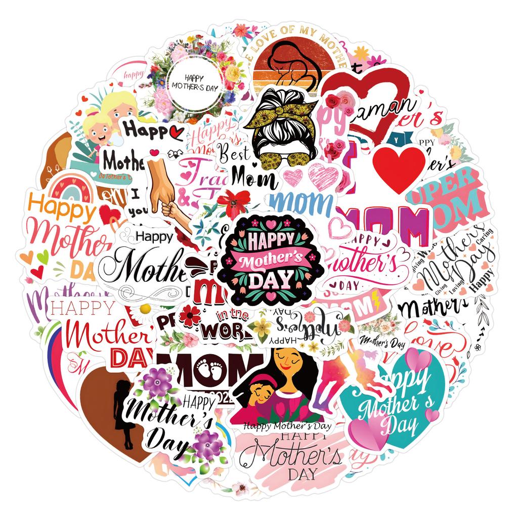 55 New Mother's Day Graffiti Stickers Decorate Notebook Suitcase Handbook Stickers