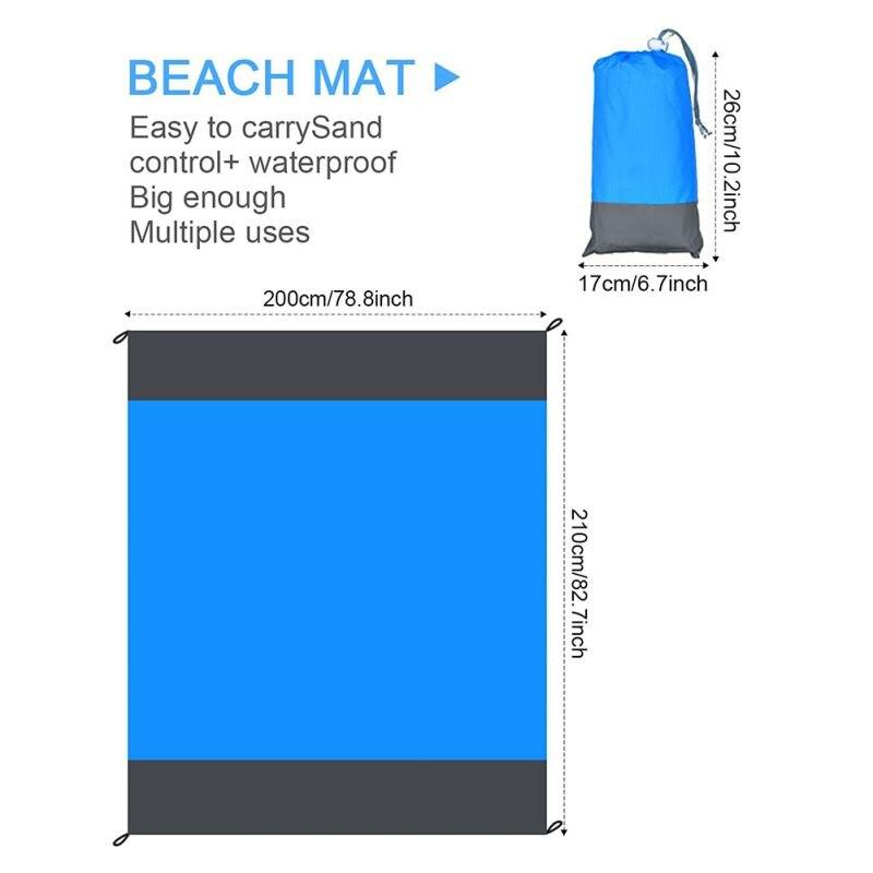 Beach Blanket Picnic Blanket Waterproof Sand Mat Light Mat Portable For Travel Camping Hiking Bagless Sand Mat