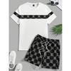 Men's Suit Retro Fashion Letters Printed Round Neck T-shirt Shorts Suit Comfortable And Breathable Men's Two-piece Suit
