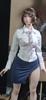 Scale Action Figure GS Style Compatible with TBLeague OL Office Lady Secretary Long Sleeve White Shirt and Tie and Blue Shot Side Slit Skirt Set Head
