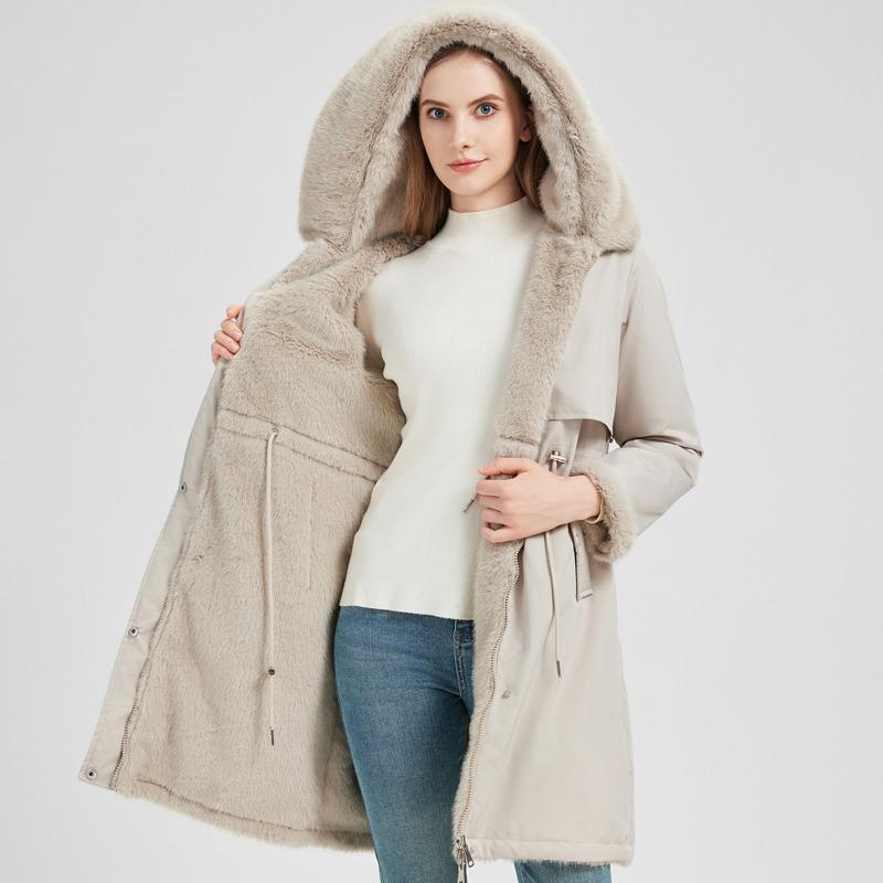 Fashion Winter Coat Female Long Parkas Hooded Can Be Worn On Both The Inside and Outside Loose Thick Warm Women's Faux Fur Jackets