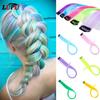 55cm Colored Strands Of Hair Extension Long Straight Female Rainbow Hair Pieces One Clip Heat Resistant Synthetic Bundle