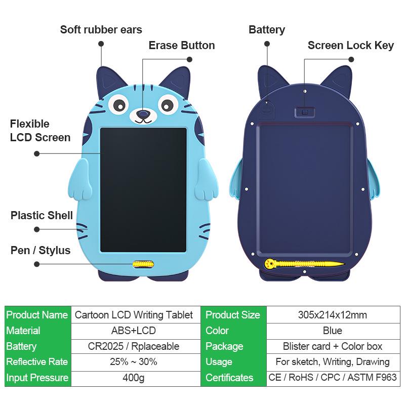 8.5" Cartoon LCD Writing Tablet - Children's Drawing & Doodle Board