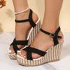 Fashion 2024 Wedge Sandals for Women's New Platform Cross Strap Fashion Shoes Female Summer Buckle Strap Sandal