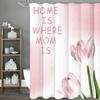 Mother's Day Pink Tulip Text Shower Curtain, Bathroom Decorative Shower Curtain, Waterproof Shower Curtain with Hooks