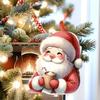 5 Pcs Santa Claus Ornaments 2D Acrylic Cartoon Santa Claus Pendant Christmas Tree Hanging Decoration for Car Tree Door Wall Home Holiday Decor