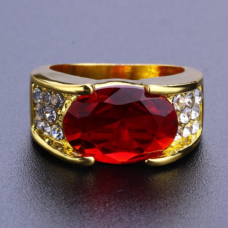 Ruby-Inlaid Black Gunmetal & Gold-Plated Rings for Men and Women - Perfect for Parties & Weddings.