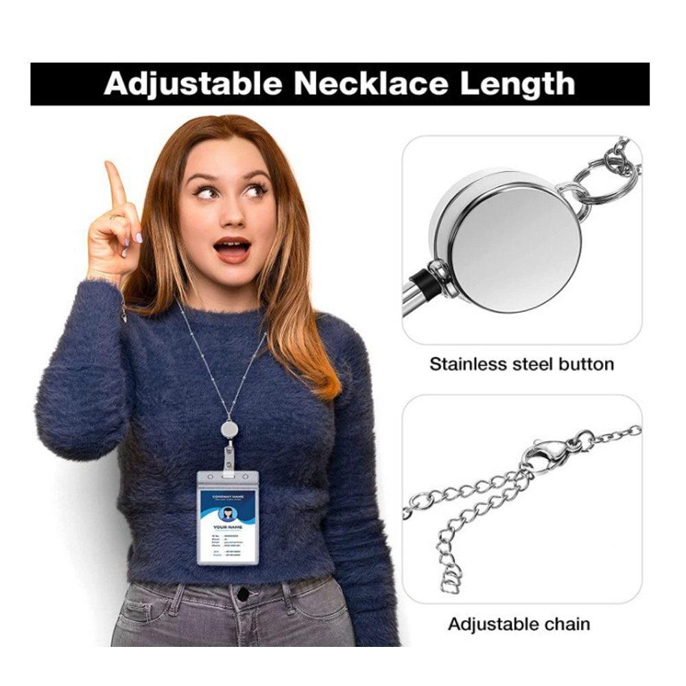 Chain Badge Reel Clip Badge Reel Lanyard With Necklace Name Card Badge Holder With ID Card Holders