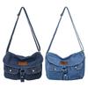 Denim Bag Underarm Bags Large Capacity Students Book Bag Adjustable Strap Simple Portable Casual Multi-Pockets for Party Travel