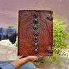 Handmade Leather Journal Spell Book of Shadows Leather Grimoire Journal Leather Notebook Recipe Book Chakra Notebook Christmas