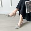 Versatile Fashion Summer New Bag Head Stiletto Sexy Pointed Rhinestone Sandals French Women's Single Shoes