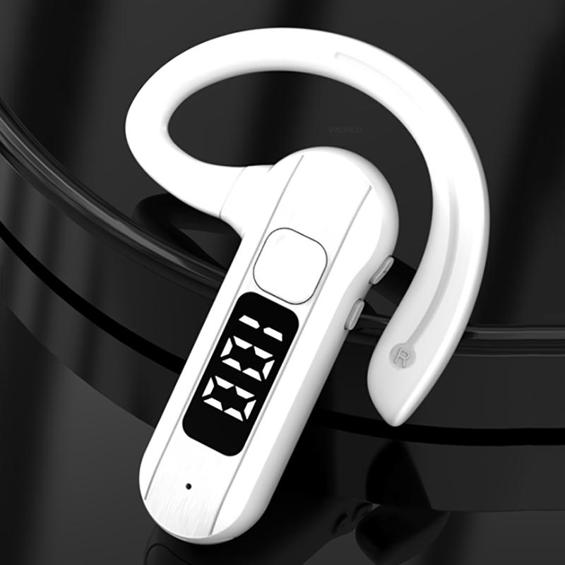 VAORLO LED Digital Display Ear-Hook Headphone With HD Microphone IPX7 Waterproof Earphones For Smartphones Sport Headset