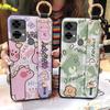Wristband Waterproof Phone Case For Oukitel C33 Lanyard Cartoon Fashion Design Wrist Strap Anti-dust Ring Kickstand Cute