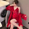 Sexy Lace Pyjamas New Velvet and Thick Coral Velvet Red Autumn and Winter Home Wear Comfortable To Wear Pajamas
