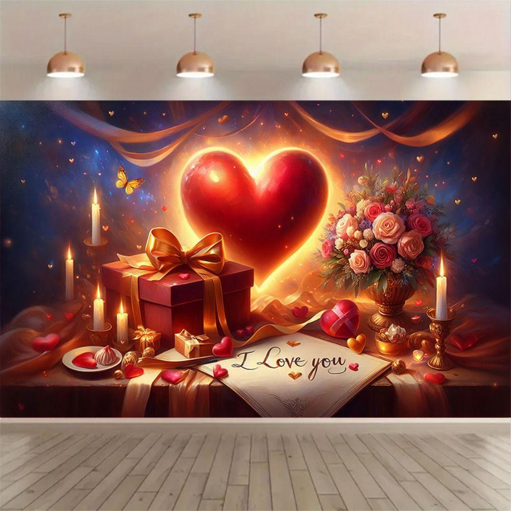 Rose Valentine's Day Photography Backdrop Balloon Happy Valentine's Day Banner Home Party Decor