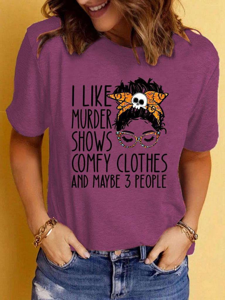 Women's Ilke Murder Pattern Printed Short-Sleeve T-Shirt for Casual Summer Fashion