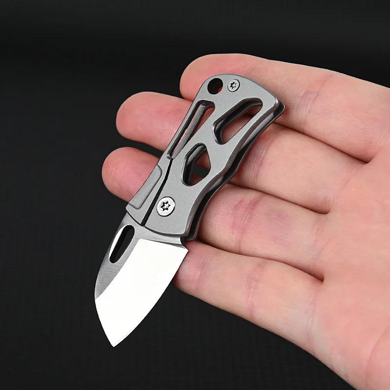 High Hardness D2 Handle Folding Knife Stainless Steel MINI Fruit Knife EDC Express Pocket Knife Gift Outdoor Tool KeyPendant