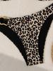 2024 Леопардовый принт Кружевная шнуровка Без бретелек Двусторонний Сексуальный купальник-бикини
