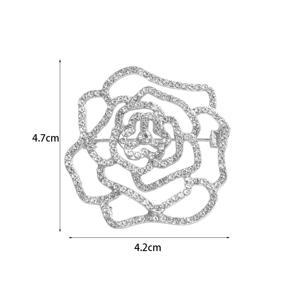 Korean Style Suit Collar Pin Full Rhinestone Rhinestone Brooch Hollow Camellia Brooch Decoration