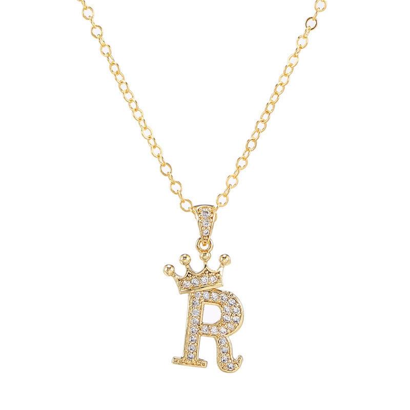 Zircon Crown Necklace New Necklaces Fashion Women's Necklace Pendant Simple English Letter Necklace