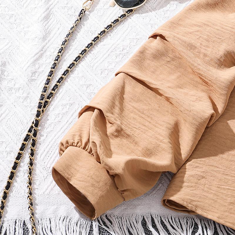 2024 Autumn New Girls 6-12 Years Old Suspender One Shoulder Long Sleeve Top Suit 2 Pcs