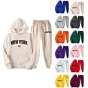 Women's Hooded Sports Tracksuit Unisex Two-Piece Running Outfits Long Sleeve Pullover Hoodies Sweatshirt+Sweatpants Set